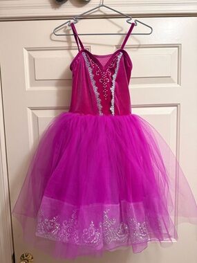 Weissman Hot Pink Sequined Tulle Princess Dress
